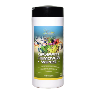 Graffiti Remover Wipes 48 szt. - profesjonalne chusteczki do usuwania graffiti, farb i markerów z szyb, metalu,  powierzchni laminowanych, plastiku, szafek galwanizowanych, tablic informacyjnych,  ławek, drzwi, elementów infrastruktury miejskiej